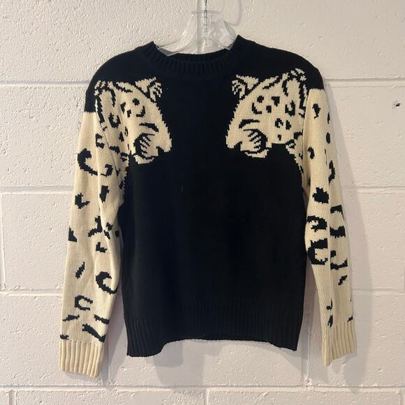 Leopard Graphic Sweater Animal Print Size Small - Picture 1 of 4